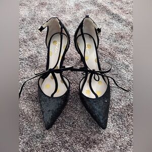 Boden Black Bow Heels with Straps